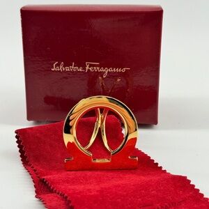 Salvatore Ferragamo Gold-Tone Scarf Ring | Authentic | With Box